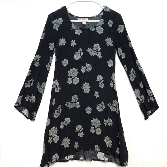 Mossimo Supply Co. Dresses & Skirts - Mossimo Dress Top Women's XS Black Rayon Crinkle Office Casual Long Sleeve